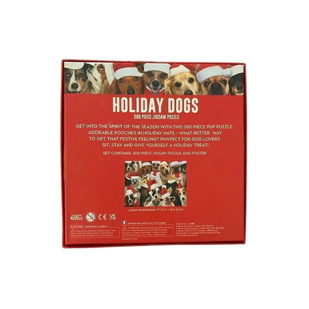 Professor puzzle, holiday dog, 500 piece jigsaw puzzle ￼ 19 x 14